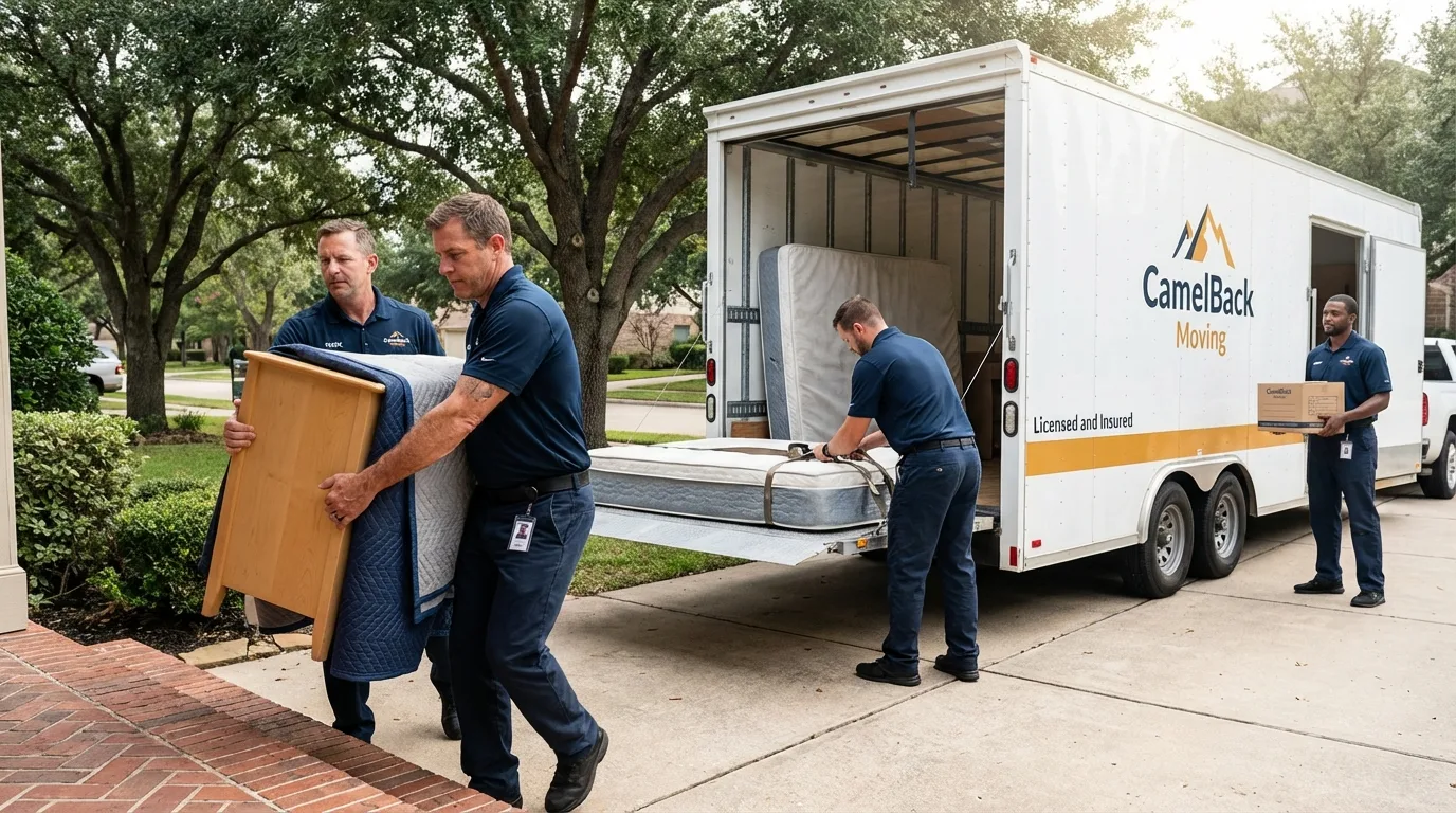 Crew loading residential truck for cross-state move from Odin, IL