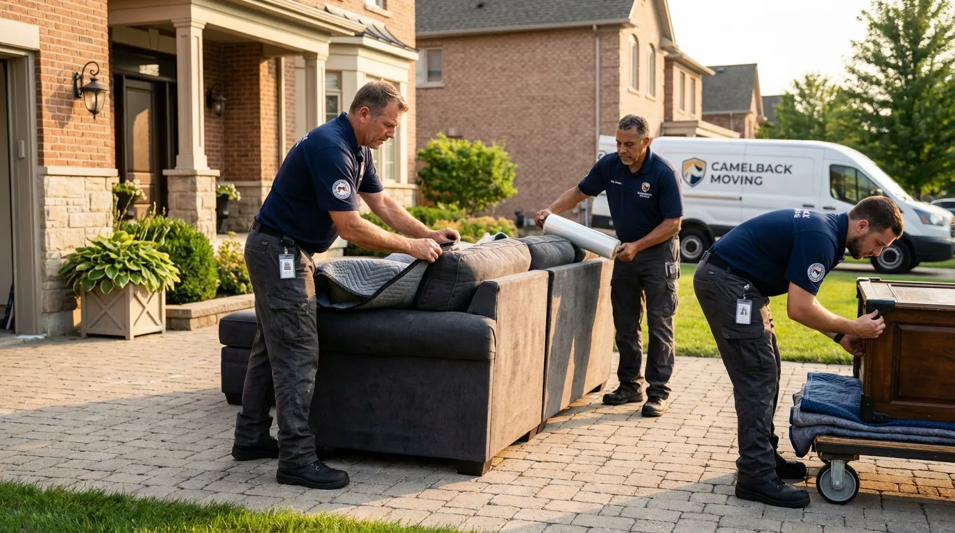 Large estate moving crew wrapping furniture in Odin, IL